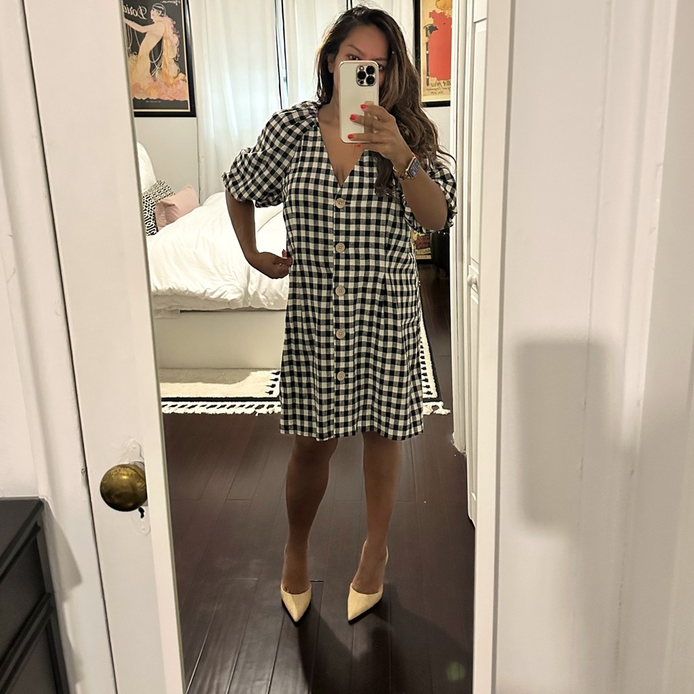 Zara puff sleeve mini dress